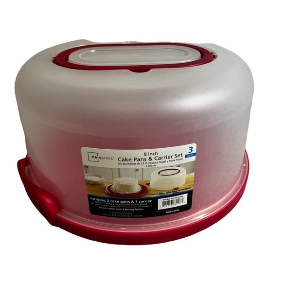 Mainstays Kitchen Mainstays 9 Inch Cake Carrier Set Clear Pink